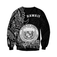 Hawaiian Polynesian Sweatshirt White Seal of Hawaii LT13 - Polynesian Pride