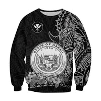 Hawaiian Polynesian Sweatshirt White Seal of Hawaii LT13 - Polynesian Pride