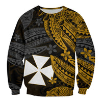 Wallis and Futuna Sweatshirt Enjoy Polynesian Flowers Version Gold LT13 - Polynesian Pride