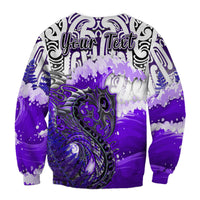 (Custom Personalised) Manaia Maori Sweatshirt Fern Aotearoa Purple Waves LT13 - Polynesian Pride