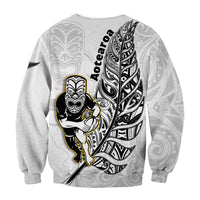 New Zealand Silver Fern Rugby Sweatshirt All Black Maori Version White LT14 - Polynesian Pride