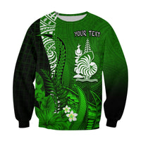 (Custom Personalised) New Caledonia Sweatshirt Nautilus Green Polynesian Hibiscus LT13 - Polynesian Pride