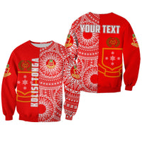 (Custom Personalised) Kolisi Tonga High School Sweatshirt Tongan Ngatu Pattern LT14 Unisex Red - Polynesian Pride