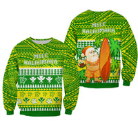 Hawaii Christmas Sweatshirt Polynesian Mele Kalikimaka Santa Claus LT13 Unisex Green - Polynesian Pride