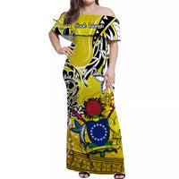 Cook Islands Off Shoulder Long Dress Be Unique Yellow LT13 Long Dress Yellow - Polynesian Pride