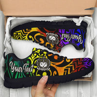 Samoa Custom Personalised Sneakers - Rainbow Polynesian Pattern - Polynesian Pride