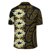(Personalized) Plumeria Kakau Polynesian - Hawaiian Shirt - Gold - Curtis Style - Polynesian Pride