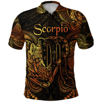 Custom Scorpio Zodiac Polynesian Polo Shirt Unique Style Gold LT8 - Polynesian Pride