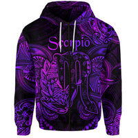 Custom Scorpio Zodiac Polynesian Zip Hoodie Unique Style Purple LT8 - Polynesian Pride