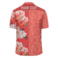 (Personalized) Hibiscus Flowers Polynesian - Hawaiian Shirt - Orange - Curtis Style - Polynesian Pride