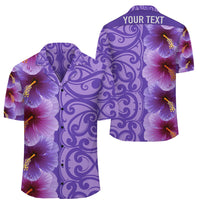 (Personalized) Hibiscus Flowers Polynesian - Hawaiian Shirt - Purple - Curtis Style Unisex Purple - Polynesian Pride