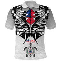 Custom Samoa Black Saturday Polo Shirt Visual Arts LT9 Adult White - Polynesian Pride
