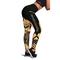 Society Islands Polynesian Leggings - Polynesian Tattoo Gold Version Gold - Polynesian Pride
