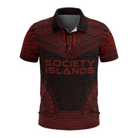 Society Islands Polo Shirt Society Islands Flag Polynesian Chief Tattoo Red Version Unisex Red - Polynesian Pride