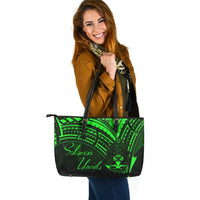 Solomon Islands Leather Tote - Green Color Cross Style - Polynesian Pride