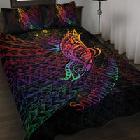 Solomon Islands Quilt Bed Set - Butterfly Polynesian Style Black - Polynesian Pride