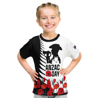 New Zealand ANZAC Day T Shirt Military Silver Ferns and Red Poppy LT9 - Polynesian Pride