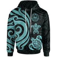 Tahiti Polynesian Hoodie Turquoise Tentacle Turtle Unisex Turquoise - Polynesian Pride