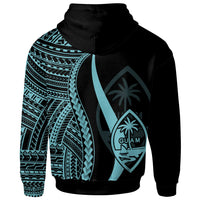 Guam Zip up Hoodie Turquoise Tentacle Tribal Pattern - Polynesian Pride