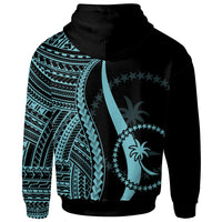 Chuuk Zip up Hoodie Turquoise Tentacle Tribal Pattern - Polynesian Pride