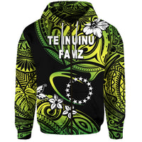 TE INUINU FAMZ Cook Islands Rugby Zip Hoodie Unique Vibes Green LT8 Unisex Green - Polynesian Pride