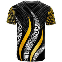 Tonga Custom T Shirt Tonga Strong Fire Pattern Gold - Polynesian Pride