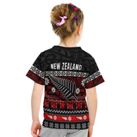 New Zealand Silver Fern Christmas T Shirt Kid Maori Meri Kirihimete LT13 - Polynesian Pride