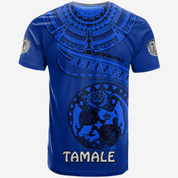 (TOKO ofA TAMALE) Tonga Polynesian T Shirt Tonga Waves Mix Logo Blue Black LT13 - Polynesian Pride