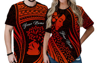 Custom Polynesian Valentine Couple T Shirt I LOVE YOU Hibiscus Style Red LT13 6XL - Polynesian Pride