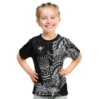 Hawaii Polynesian T Shirt Kid White Tiki Masks Hawaiian LT13 Youth XL Size14 - Polynesian Pride