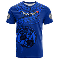 (TOKO ofA TOTI LUI) Tonga Polynesian T Shirt Tonga Waves Mix Logo Blue Black LT13 Unisex Blue - Polynesian Pride