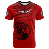(TOKO ofA TAMALE) Tonga Polynesian T Shirt Tonga Waves Mix Logo Red Black LT13 Unisex Red - Polynesian Pride