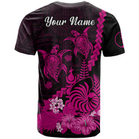 Custom New Caledonia Valentine Couple T Shirt My Sunshine Polynesia Turtle Pink LT14 - Polynesian Pride