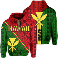 Kanaka Polynesian Hoodie Zip Energetic Unisex Red - Polynesian Pride