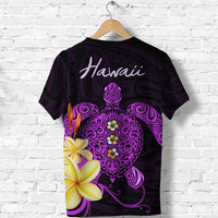 Hawaii Turtle T Shirt Hawaiian Flowers Version Purple Elegant LT13 - Polynesian Pride