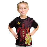 Hawaii Turtle T Shirt Kid Hawaiian Flowers Version Red Elegant LT13 Youth XL Size14 - Polynesian Pride