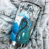 (Custom Personalised) Manaia Maori Tumbler Fern Aotearoa Blue Waves LT13 - Polynesian Pride