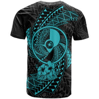 Yap Micronesian T Shirt Turquoise Spiral Pattern Hibiscus - Polynesian Pride