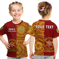 Custom Tonga Vavau High School T Shirt Tongan Ngatu Pattern LT14 Kid Red - Polynesian Pride