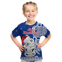 New Zealand Christmas T Shirt Hei Tiki Blue Pohutukawa Meri Kirihimete LT14 - Polynesian Pride