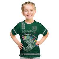 Hawaii Football T Shirt KID Kakau Rainbow Warriors Helmet Go Bows LT14 - Polynesian Pride