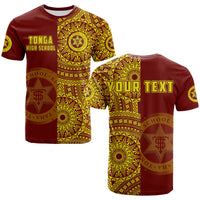 Custom Tonga High School T Shirt Tongan Ngatu Pattern LT14 Adult Red - Polynesian Pride