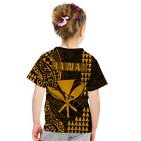 Hawaii Day Kakau T Shirt KID Proud To Be Hawaiian Gold King Kamehameha and Kanaka Maoli LT13 - Polynesian Pride