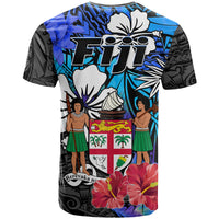 Fiji Tie Dye T Shirt Polynesian Blue Tribal Creative Tropical Flowers LT13 - Polynesian Pride