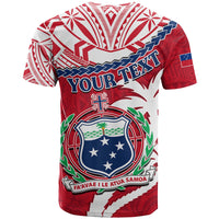 Custom Samoa T Shirt Samoan Coat of Arms With Coconut Red Style LT14 - Polynesian Pride