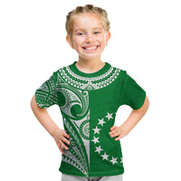 Cook Islands Tatau T Shirt KID Symbolize Passion Stars Version Green LT13 Youth XL Size14 - Polynesian Pride