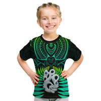 Aotearoa Fern T Shirt KID New Zealand Hei Tiki Green Style LT13 Youth XL Size14 - Polynesian Pride