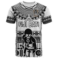 Custom Text and Number Fiji Rugby T Shirt Pacific The Bati Black Fijian Tapa LT14 - Polynesian Pride