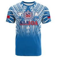 (Custom Text and Number) Samoa Rugby T Shirt Personalise Toa Samoa Polynesian Pacific Blue Version LT14 - Polynesian Pride