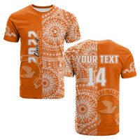 (Custom Text and Number) Tailulu Tonga College T Shirt Class of Year Tongan Ngatu Pattern LT14 Adult Orange - Polynesian Pride